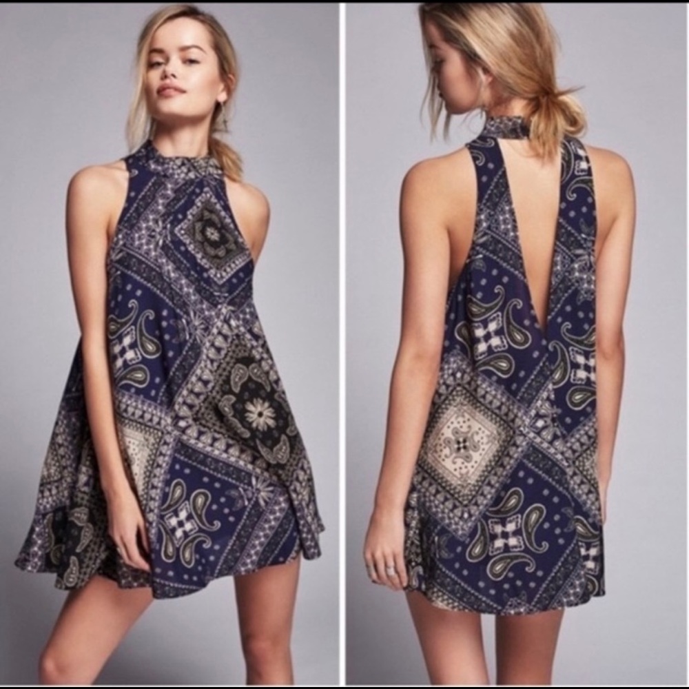 Intimately Free People Paisley High Neck Mini